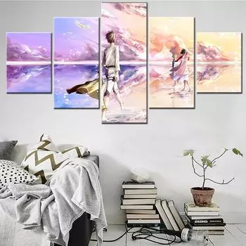 Картина 5 шт. Япония Аниме Атака Титанов Плакаты Модульный Холст Современное Настенное Искусство Hd Печать Гостиная Украшения Картины 20X35 20X45 20X55cm