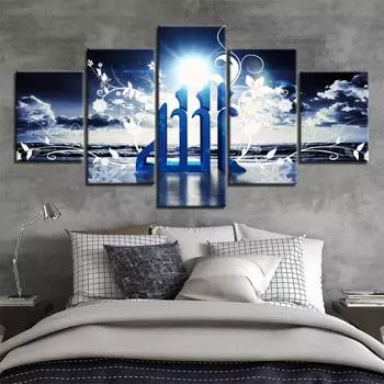 Картина Абстрактная Исламская Картина Украшение Домашнего Настенного Искусства Плакаты И Принты Картина Жикле Художественная Работа 20x35cm*2 20x45cm*2 20x55cm*1