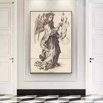 Картина Архангел Гавриил, холст с принтом, настенный художественный постер в стиле Ренессанс, винтажная картина с ангелом для гостиной, домашний декор, Куадрос 21x30cm No Framed