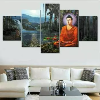 Картина Будды с медитацией, 5 шт., HD настенная художественная печать, HD печать, плакат, картины, картина маслом для гостиной, домашний декор, фотографии 20x35 20x45 20x55cm
