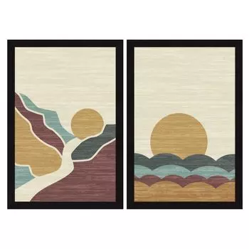 Картина для гостиной, спальни, офиса, картина в рамке для украшения стены, настенный декор для гостиной, набор из 2 картин Set Of 2