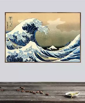 Картина для украшения гостиной, картина «Большая волна Канагавы Укиёэ», японское искусство, винтажный настенный принт на холсте, знаменитый 21cm30cm NoFrame