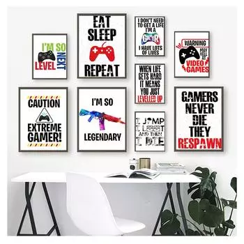 Картина для украшения игровой комнаты, абстрактное качество, мультяшные постеры, художественный декор, холст, картина M357, настенная живопись для видеоигр, акварель 21cm30cm NoFrame