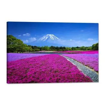 Картина Фудзи Цветущая вишня Художественная панель Гора Белое облако Гора Картина Вход Фэн-шуй Удача Искусство Плакат Пейзажная живопись Декоративная