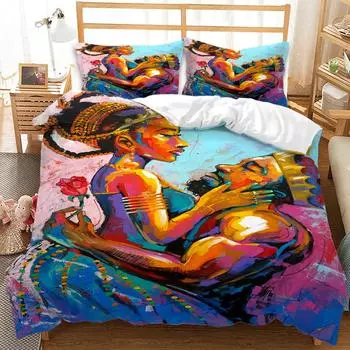 Картина маслом 3D цифровая печать цветная сильная фигура картина кровать комплект из трех частей 135 * 200 (two-piece set) 90g