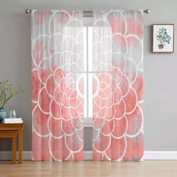 Картина маслом Абстрактная цветочная текстура Розовая прозрачная вуаль Шторы на окно Тюлевые шторы Гостиная Украшение балкона Шторы 135W x 114H(cm)