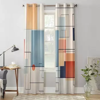 Картина маслом Абстрактная ручная роспись Винтажные оконные шторы для гостиной Роскошные занавески для спальни Кухонные жалюзи Портьеры Шторы 135W x 60H(cm) x1