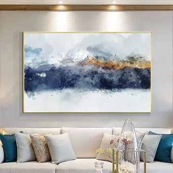 Картина маслом Blue Smoky Ridge Mountain, современное настенное искусство, печать на холсте, постер, эффект тумана, картина для гостиной, домашний декор, Cuadros 21x30cm No Framed