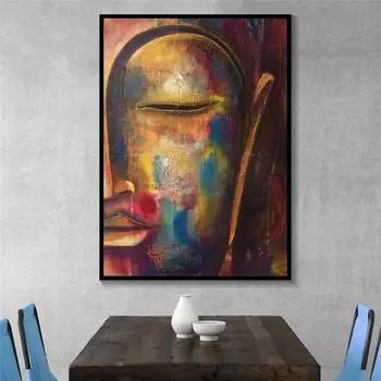 Картина маслом Будды с половиной лица на холсте, постеры и принты, скандинавская настенная художественная картина для гостиной, домашний декор, Куадрос 21x30 No Frame