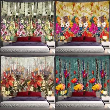 Картина маслом Цветочный гобелен Офис Гостиная Украшение Дома Настенный гобелен 100x75cm