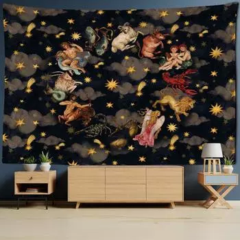 Картина маслом для тела, гобелен, настенный подвесной богемный хиппи TAPIZ, колдовство, научная фантастика, домашний декор 95x70cm
