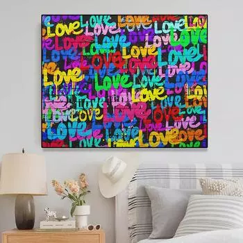 Картина маслом «Любовь» Граффити Уличный поп-арт Абстрактная красочная любовь Настенный художественный постер Современный дом 21cm30cm NoFrame