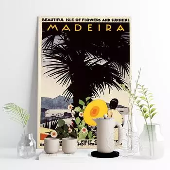Картина маслом Мадейра Красивый цветочный остров и солнечный свет Португалии Туризм Ретро-плакат 21cm30cm NoFrame