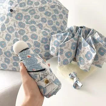 Картина маслом Маленький синий цветок Зонт от солнца Солнцезащитный крем Пасторальный ветер Автоматический складной зонт двойного назначения от дождя и солнца