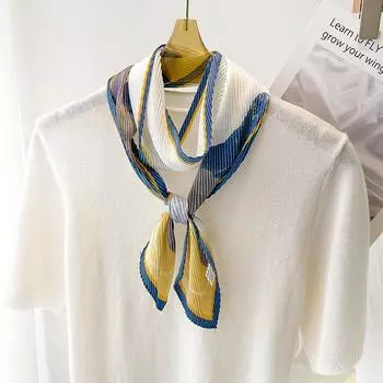 Картина маслом морщинистая искусственный шелковый шарф для волос с небольшим шарфом синий/жёлтый