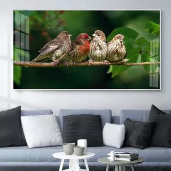 Картина маслом на холсте с изображением животных, цветная колибри, офисная гостиная, коридор, украшение для дома, фреска без рамки 20*40cm No Frame