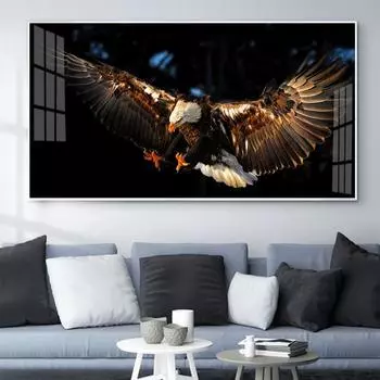 Картина маслом на холсте с изображением животных, крылья совы, белая голова, резьба по дереву, летающее искусство, картина на холсте, офис, гостиная, коридор, украшение дома, фреска без рамки 20*40cm No Frame