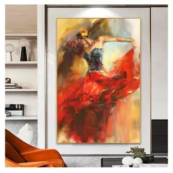 Картина маслом на холсте, скандинавские постеры и принты, настенная картина для гостиной, абстрактная танцующая балерина, девушка Куадрос 20cm40cm NoFrame