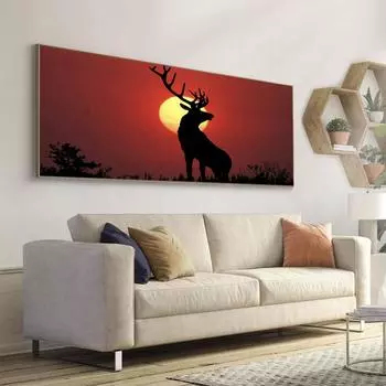 Картина маслом на тему животных, лось, луг, настенная живопись, холст, картина, офис, гостиная, коридор, украшение дома, фреска без рамки 20*40cm No Frame