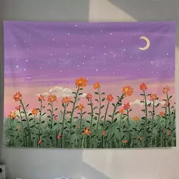 Картина маслом пейзажи неба богемный каваи украшение комнаты гобелен женское украшение комнаты настенный тканевый гобелен 100x75cm