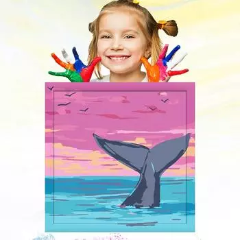 Картина маслом по номерам для детей 20x20 см Детский рисунок Дети Обучение рисованию Развитие хобби Ручная роспись 20x20cm no Frame