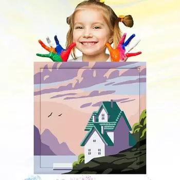 Картина маслом по номерам для детей 20x20 см, обучение рисованию детей, ручная роспись, детский рисунок, развитие хобби 20x20cm no Frame