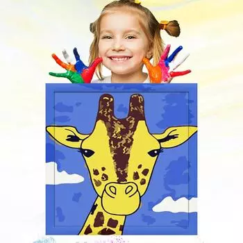 Картина маслом по номерам для детей 20x20 см Детский рисунок Дети Обучение рисованию Ручная роспись Развитие хобби 20x20cm no Frame