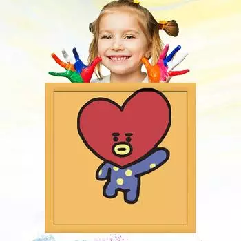 Картина маслом по номерам для детей 20x20 см Детский рисунок Ручная роспись Дети Обучение рисованию Развитие хобби 20x20cm no Frame