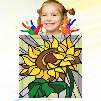 Картина маслом по номерам для детей 20x20 см. Обучение рисованию детей. Развитие хобби. Детский рисунок. Ручная роспись. 20x20cm no Frame