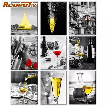 Картина маслом Ruopoty по номерам Красное вино Холст Картина маслом: Ручная роспись современного настенного искусства для взрослых и детей по номерам 40x50cm NO Frame