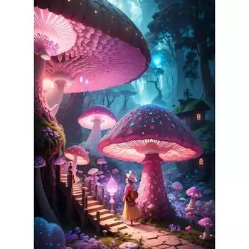 Картина маслом Ruopoty по номерам Светящиеся грибы Diy Рамка Раскраска по номерам на холсте Пейзаж для взрослых Украшение дома Подарок 40x50cm NO Frame