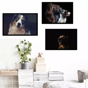 Картина маслом с животными, домашняя собака, длинные волосы, детская собака, холст, картина для офиса, гостиной, коридора, украшение дома, фреска без рамки 20*40cm