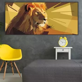 Картина маслом с животными, лев, мультфильм, абстрактное искусство, холст, картина для гостиной, коридора, офиса, украшения дома, фреска без рамки 20*40cm No Frame