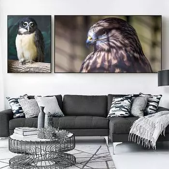 Картина маслом с животными, сова в снегу, пейзаж, искусство, холст, картина, подарок, картина для гостиной, коридора, украшение дома, фреска без рамки 20*40cm