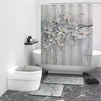 Картина маслом текстура цифровая печать занавеска для душа в ванной комнате отеля водонепроницаемая декоративная занавеска W90cm*L180cm