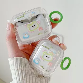 Картина маслом утка медведь счастливый цветок беспроводной Bluetooth чехол для зарядки наушников для Apple Airpod 3 Pro 1 2 мультяшный милый чехол-коробка For Airpods 3 (2021)