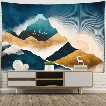 Картина маслом «Впечатление от заката», настенный гобелен в стиле бохо, психоделическое колдовство, домашний декор, фоновая ткань 95x70cm