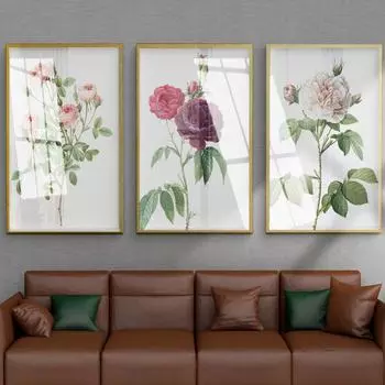 Картина маслом в скандинавском стиле с изображением цветов, розовых и красных роз, постер, современная настенная роспись, украшение для гостиной, свадебное украшение, настенная роспись без рамки 21*30cm No Frame