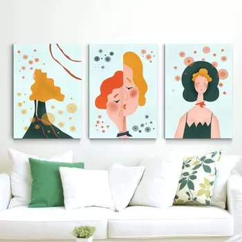 Картина маслом в скандинавском стиле, светловолосая богиня, абстрактное искусство, холст, гостиная, коридор, офис, украшение дома, фреска, без рамки 21*30cm No Frame