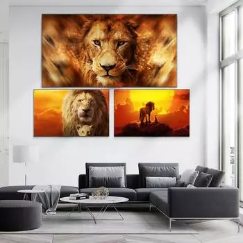 Картина маслом животного лев и лев искусство холст картина подарочная картина офис гостиная коридор украшение дома фреска без рамки 20*40cm