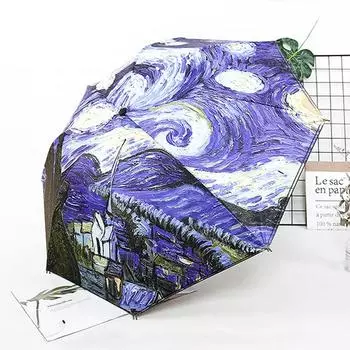 Картина маслом, зонтик для женщин, бренд «Звездная ночь», Paraguas, креативное искусство, зонтик от солнца, женские зонтики от солнца и дождя