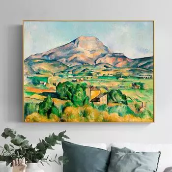 Картина Мон Сент-Виктуар Настенная живопись Поль Сезанн Искусство Печать на холсте Плакат Деревенский пейзаж Картина для гостиной Домашний декор 21x30cm No Framed