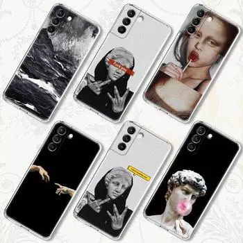 Картина Мона Лиза Давид Статуя Абстрактное искусство Прозрачные чехлы для Samsung Galaxy S21 S20 FE S22 Ultra S10e S10 S9 Plus 5G Cover Coque Samsung S9
