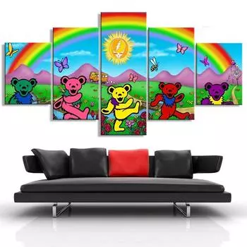 Картина на холсте, 5 шт., Grateful Dead, настенный художественный постер, домашний декор для гостиной, современные художественные картины, Cuadros 20x35cm*2 20x45cm*2 20x55cm*1