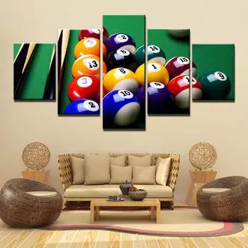 Картина на холсте, 5 шт., постеры для снукера, современный домашний декор, холст, HD печать, настенные картины для детской спальни 20x35cm*2 20x45cm*2 20x55cm*1