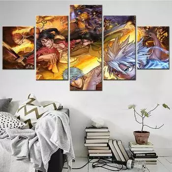 Картина на холсте, 5 шт., японская манга, лучший герой, персонаж, современное украшение комнаты, настенная картина для подростка, гостиная, без рамки 20x35cm*2 20x45cm*2 20x55cm*1