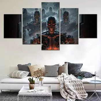 Картина на холсте, 5 шт., скелет, армейский отряд, комбинация, настенный декор, постеры, современное искусство, украшение для комнаты, домашняя картина для подростка 20X35 20X45 20X55cm