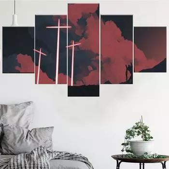 Картина на холсте 5 шт. Современная картина в стиле аниме для гостиной, украшение для дома, без рамки 20x35cm*2 20x45cm*2 20x55cm*1