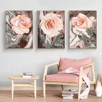 Картина на холсте Абстракция Красная роза Пион Цветок Романтика Настенное искусство Постеры и принты Гостиная Дом Спальня Декор 20x30cm красный