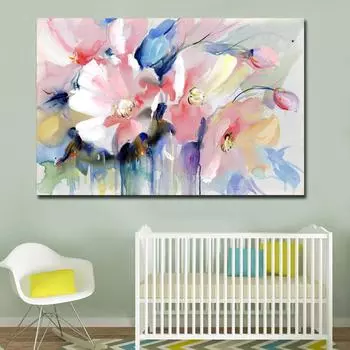 Картина на холсте абстрактная цветочная мандала для украшения дома гостиной без рамки SH-0880,30x45cm